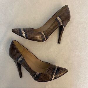 Brown Snake Print High Heels